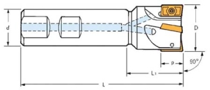 Eckschaftfräser 90° APKT1604 Ø 22 mm