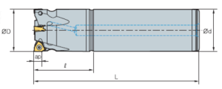 Eckschaftfräser 90° XNKT06040. Ø 26 mm IK Z=3 L=200 mm