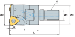 Hochvorschub - Einschraubfräser WNMX09T316 Ø 25 mm IK Z=2
