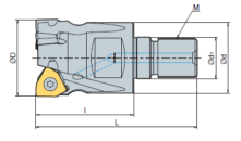 Eckeinschraubfräser 90° XNKT0604.. Ø 20 mm IK Z=2