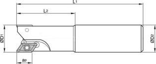Eckschaftfräser 90° XEKT19M5 Ø 32 mm IK Z=2