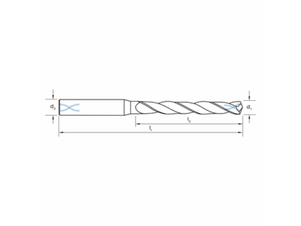 VHM-Bohrer Ø 3,5 mm IK 140° Form C  5xD spiralgen. M/S/N