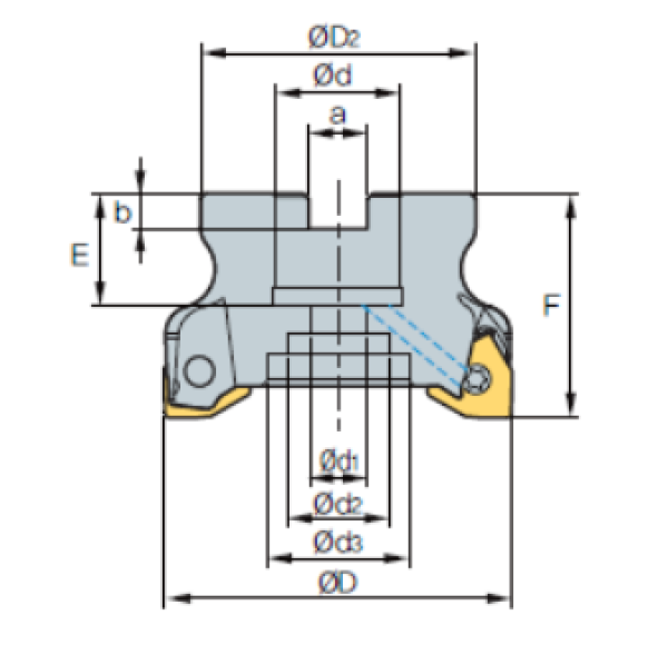 Eckaufsteckfräser 90° WNGX0806.. Ø 100 mm IK Z=11