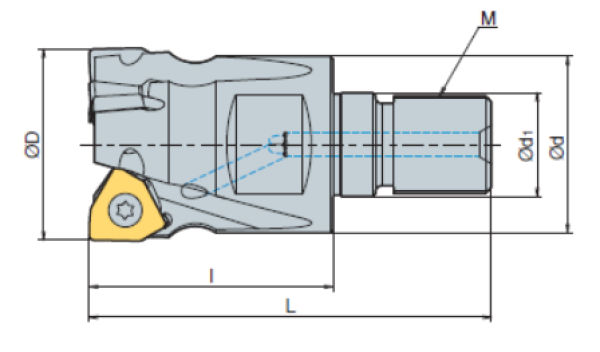 Eckeinschraubfräser 90° XNKT0604.. Ø 20 mm IK Z=2