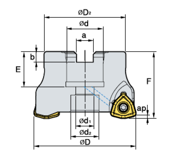 Hochvorschub - Aufsteckfräser WNMX160720 Ø 125 mm IK Z=7