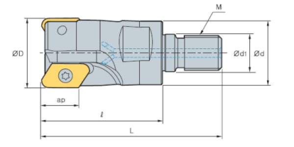 Eckeinschraubfräser 90° XEKT19M5 Ø 32 mm IK Z=2